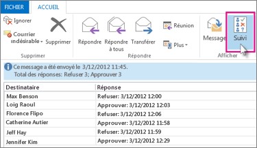Outlook suivi d'email